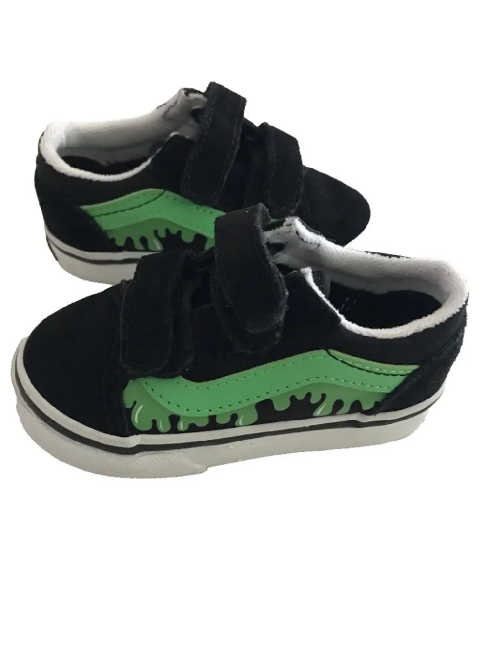 Vans Shoes Slime Old Skool Toddler Boy 5 Glows Black Green Skater Sneaker Suede